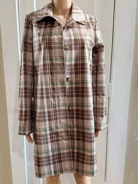 GAP Green/Brown/Pink Plaid Raincoat Size M